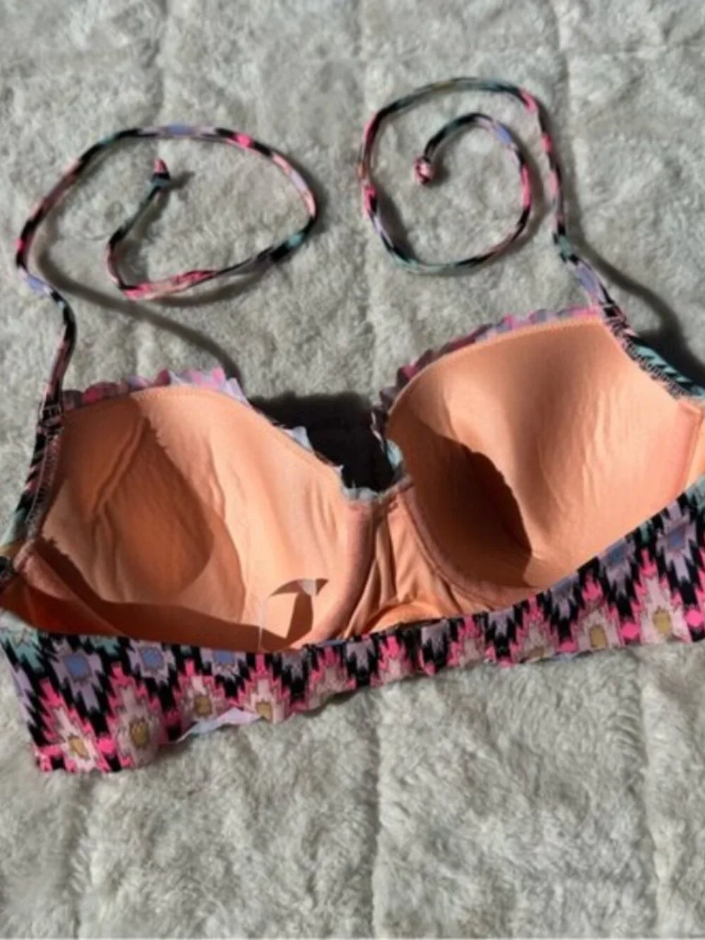 Victoria’s Secret | Warm Ikat Foil The Getaway Halter Bikini Top | Size 32C - Picture 5 of 10